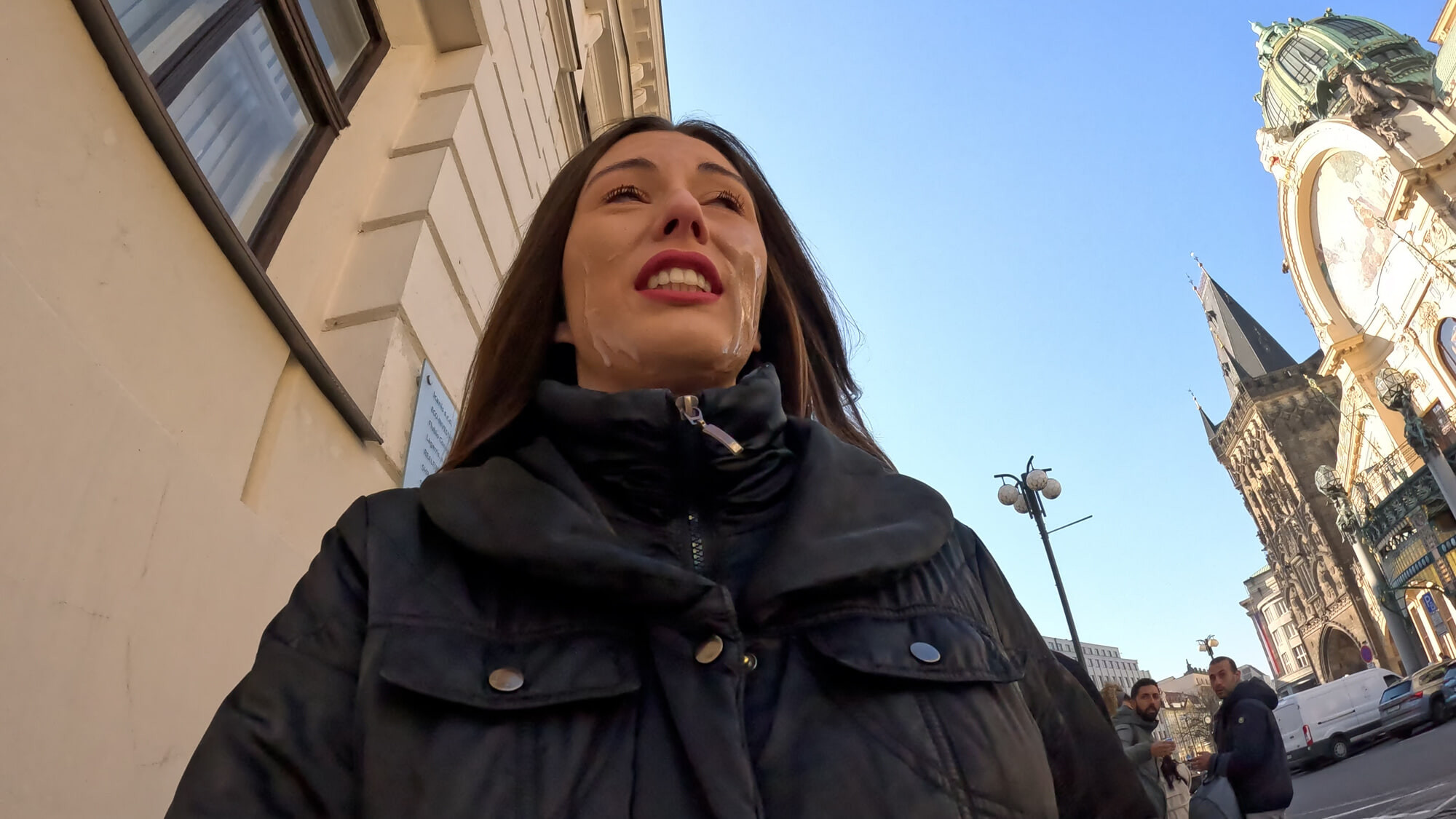 Aleya Sun Cum walk and Wetting in the center of Prague #17