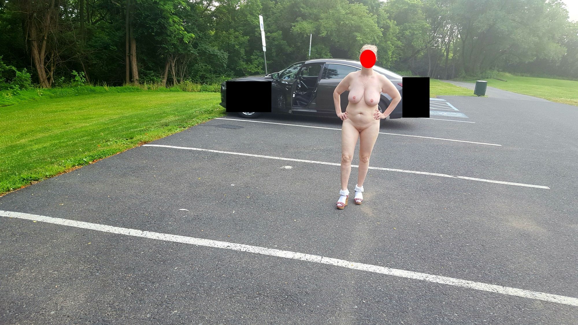 naked parking lot walk #8