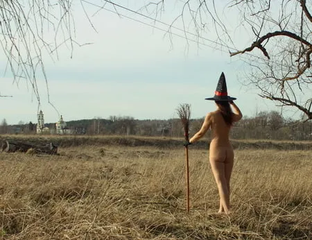 nude witch on nature         