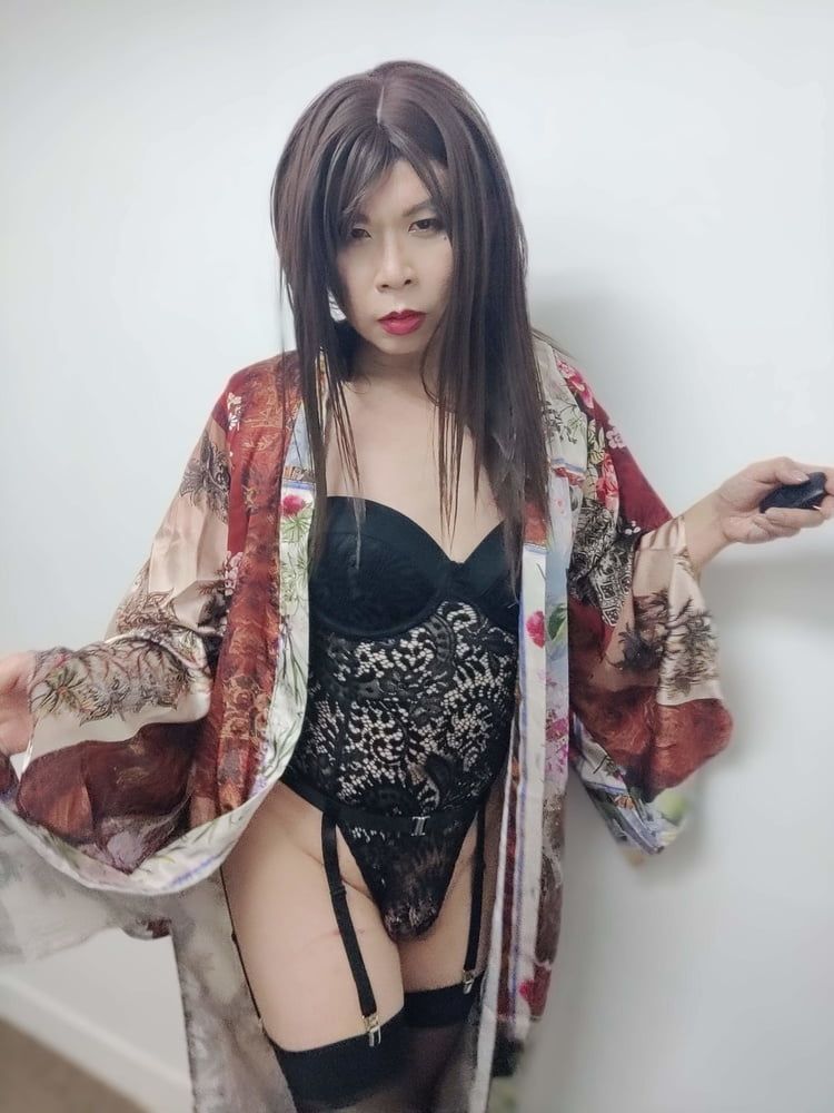 Sissy in Kimono and Corset #6