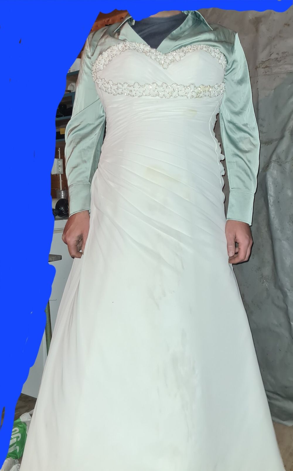 Wedding dress,  satin blouse 