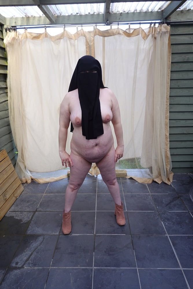 Nude in Niqab in ankle boots #20