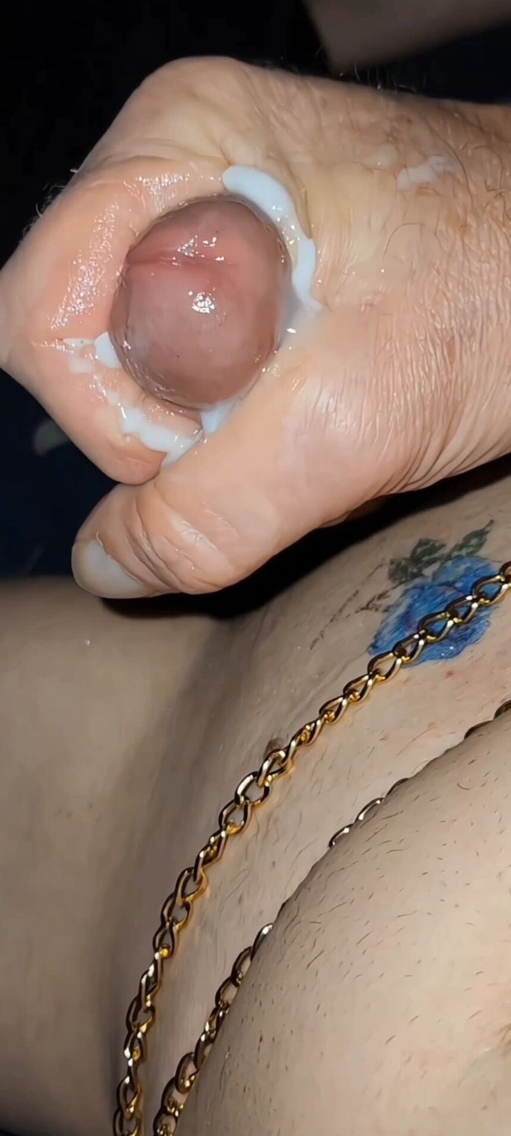 Putting my gold chain on my sissy shecock and edging cum #16