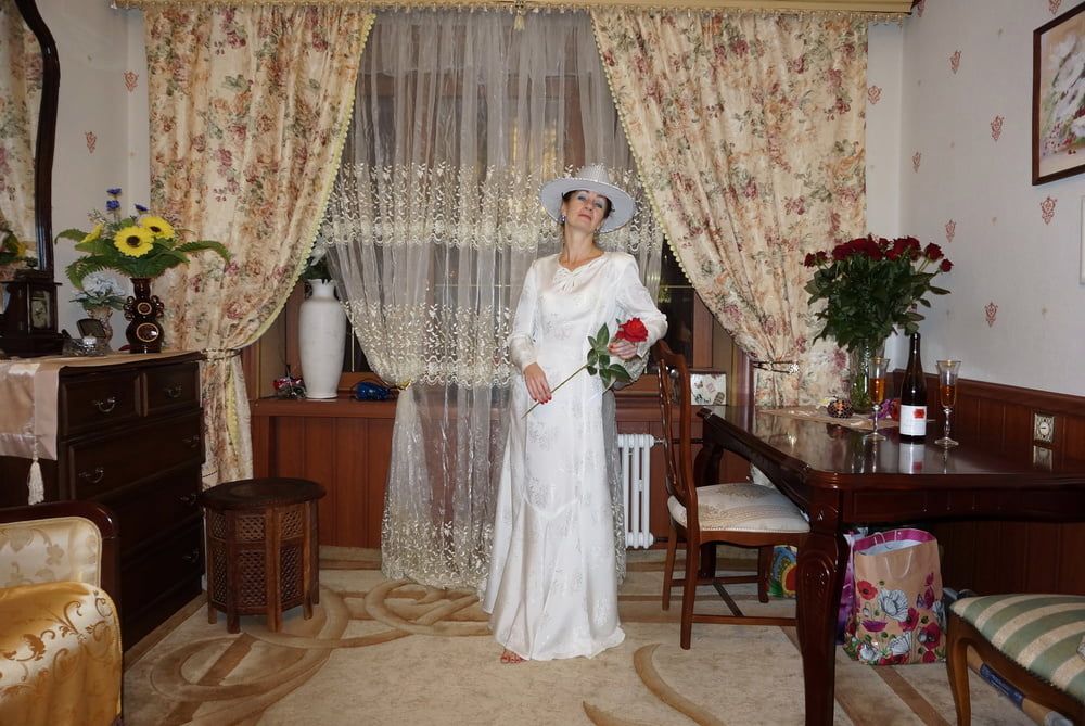 In Wedding Dress and White Hat #46