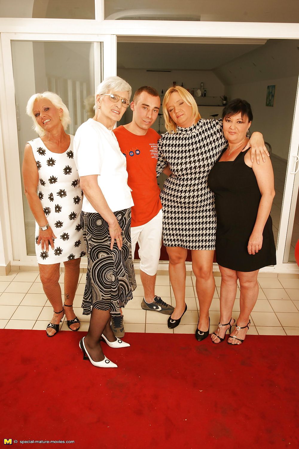 Four mature mothers having party with lucky boy PART 3