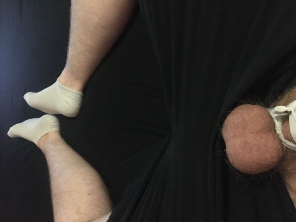 Hairy Dick And Balls Bondage Play With White Socks #21