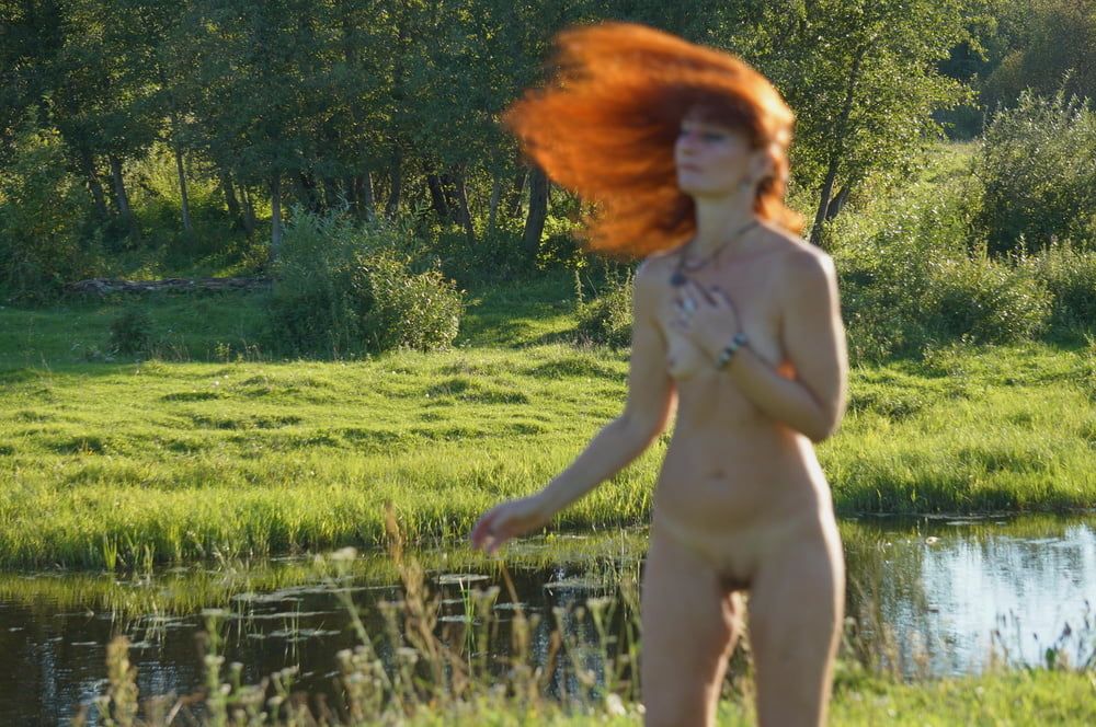 Flame Hair naked upon river #9