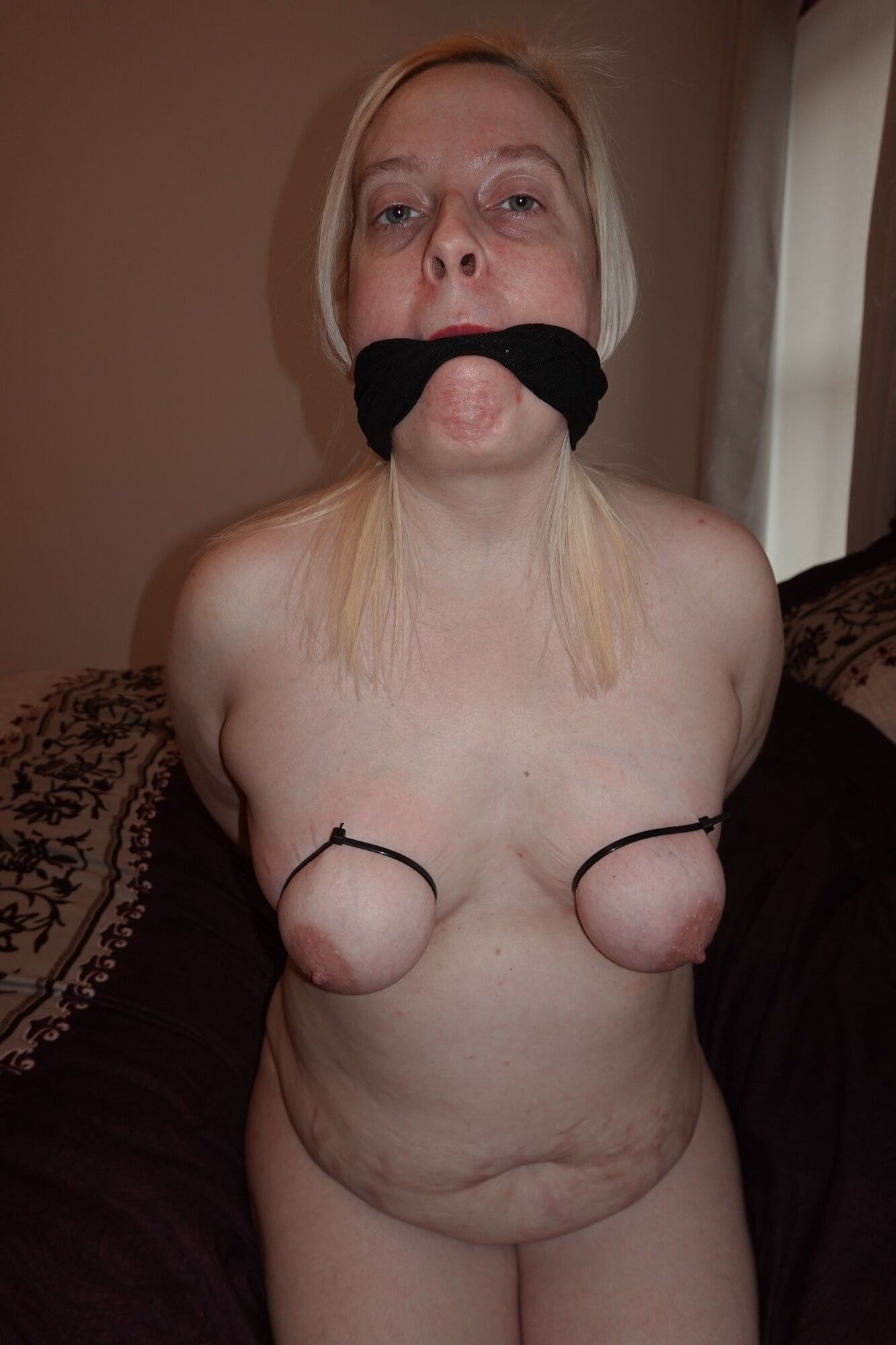 Gagged Slut with tits tied #4