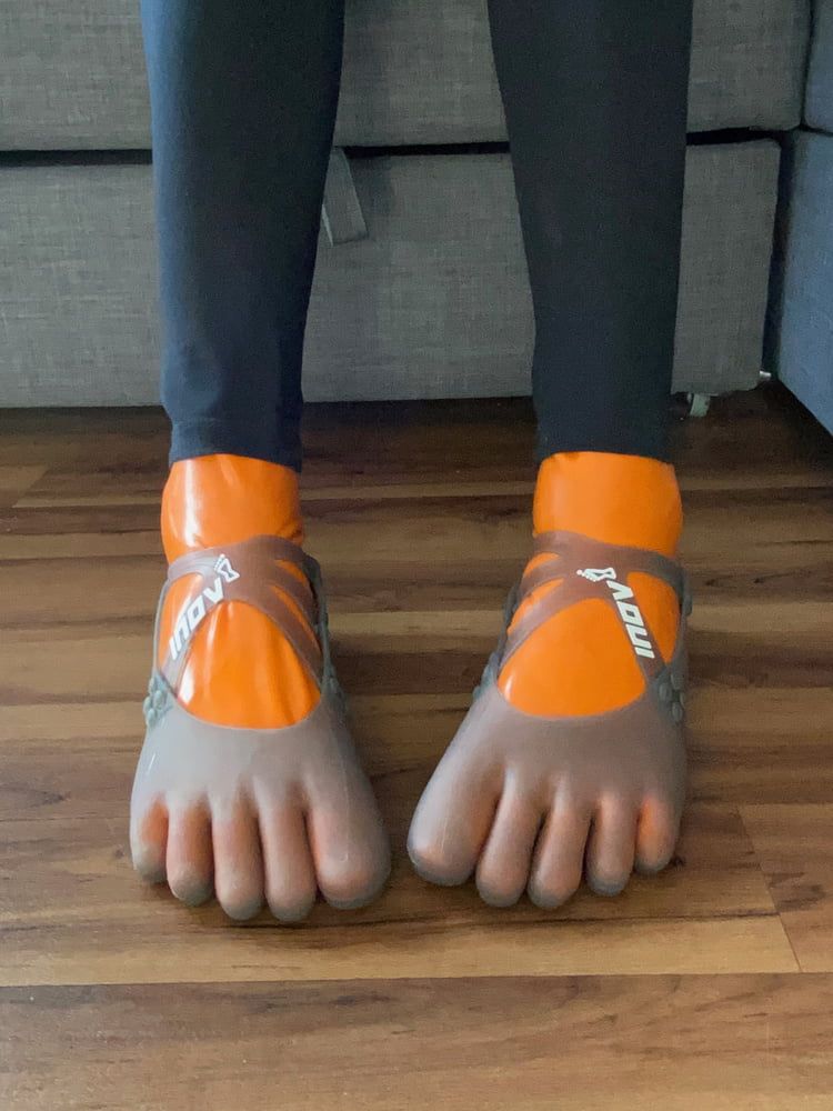 Orange Latex Toe Socks and EvoSkins #12