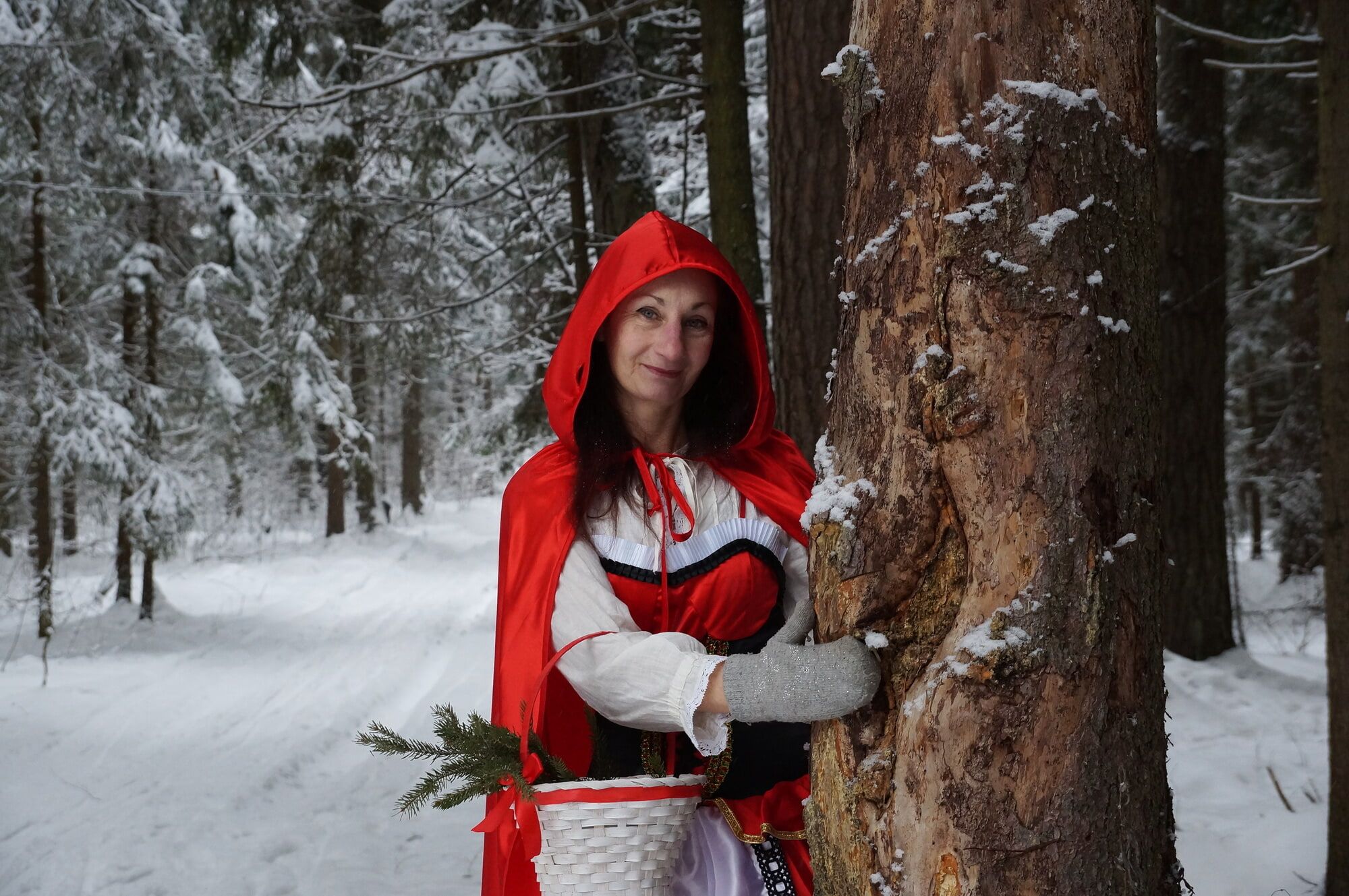 Little Red Riding Hood on a forest path #12