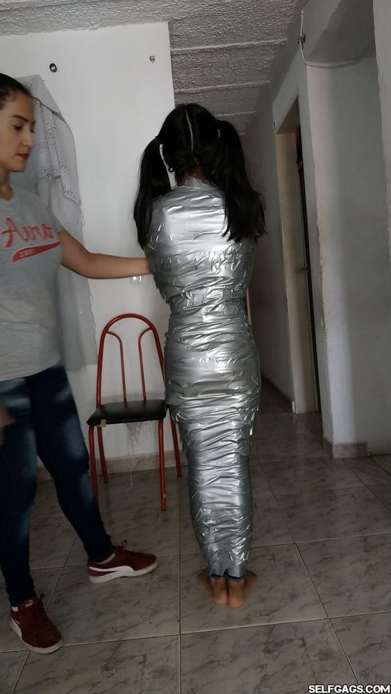 Young Girl Duct Tape Wrapped Like An Egyptian Mummy #39