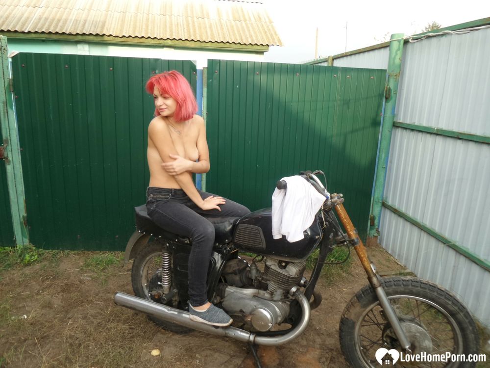 Redhead babe really likes my new bike #41