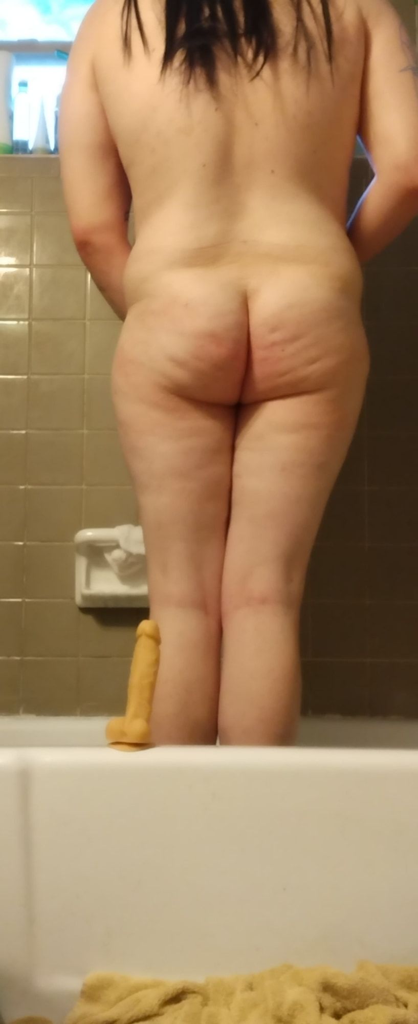 Dildo Shower Wig thicc fem CD transgender bottom booty 