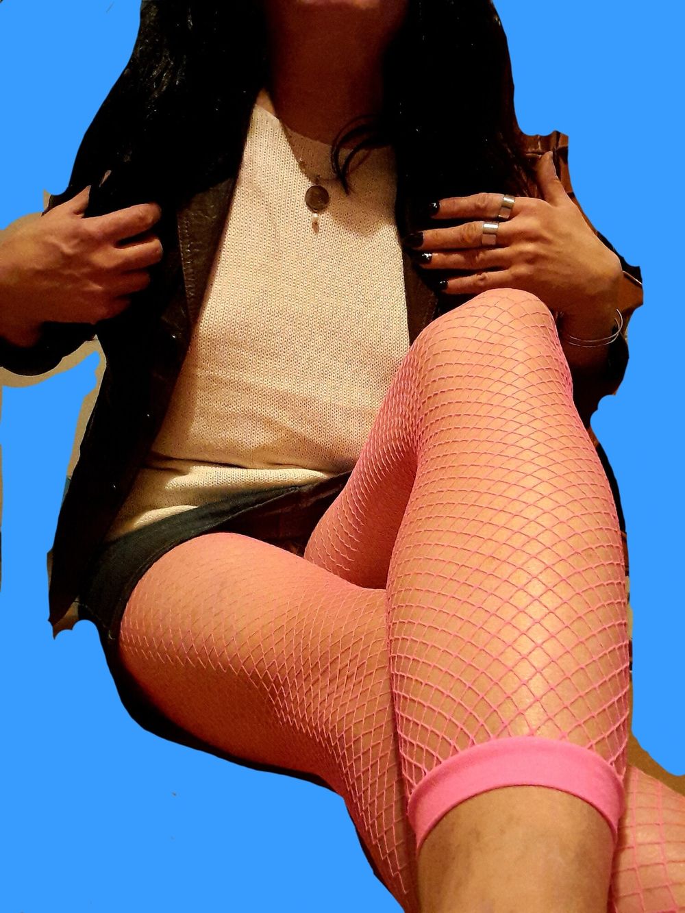 Pink fishnet tights