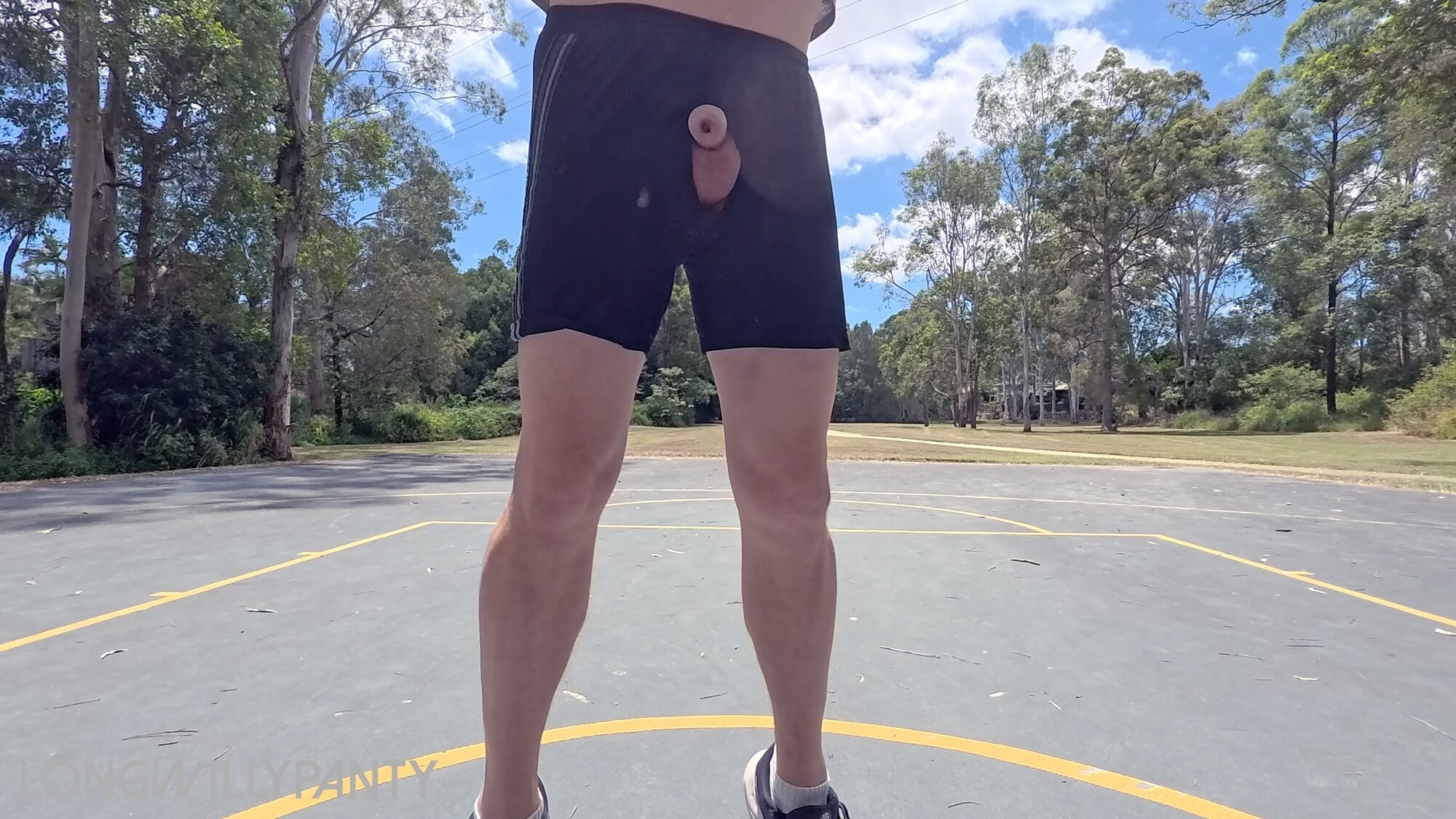 Straight guy hanging out his uncut cock at the public space. #5