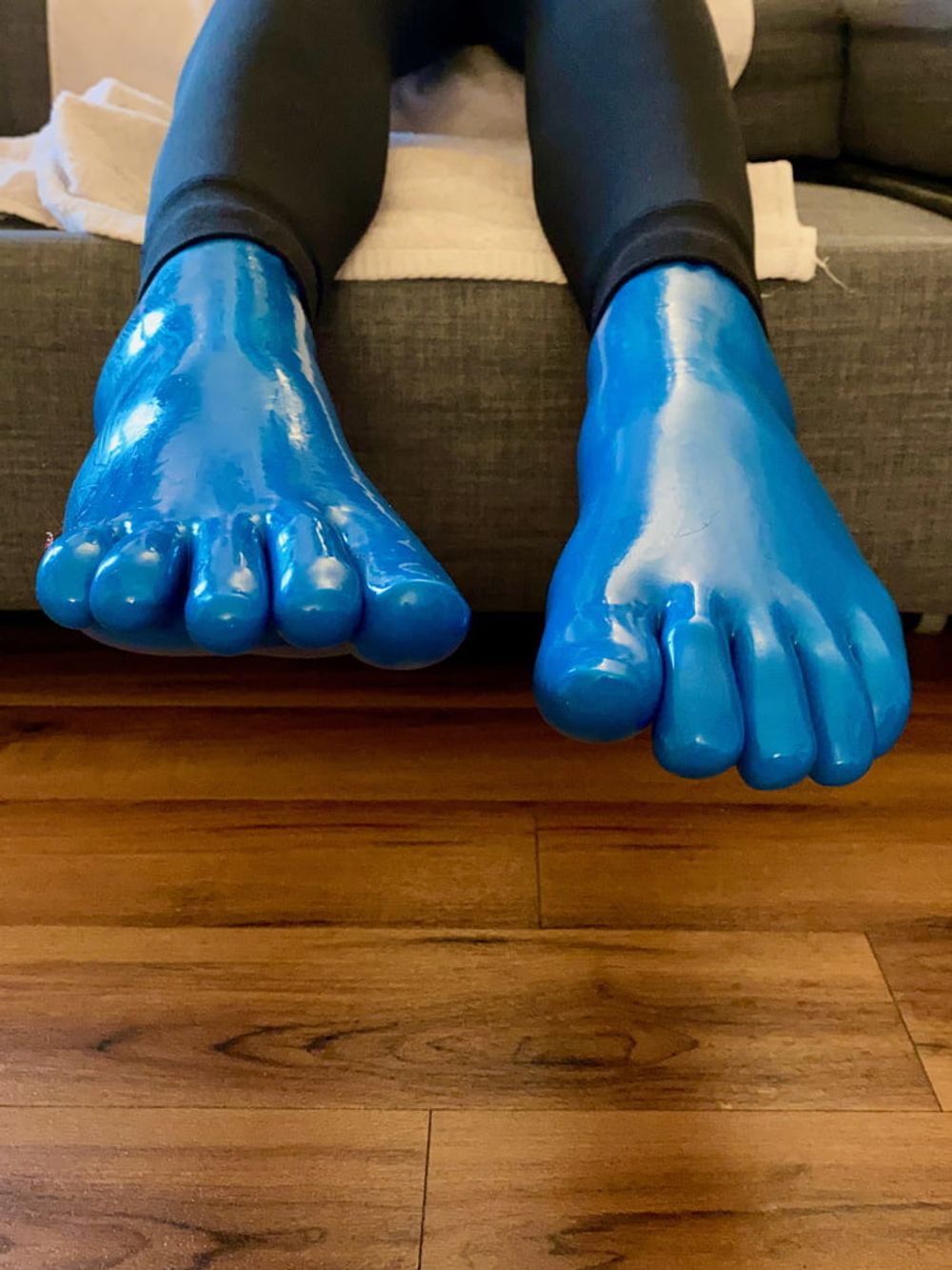 Blue Latex Toe Socks and Gloves #4