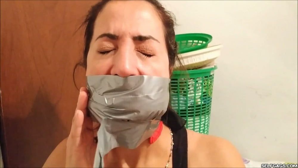 Self-Gagged Latina Mom With A Mouthful Of Socks - Selfgags #22