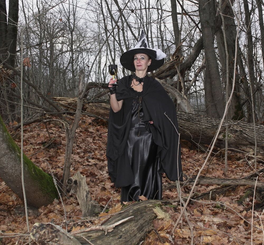 Witch with broom in forest #21