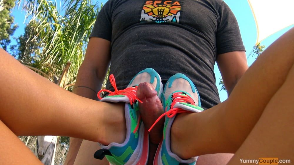 HUGE handsfree Cumshot Over Her New Nike Sneakers #6