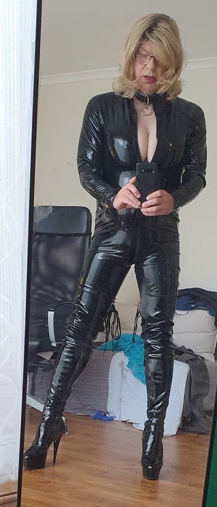 Rachel Latex in her Catsuit and Thigh Highs #5