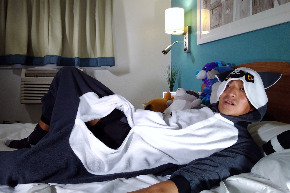 Hot asian boy wearing furry onesies and shiny undies #23