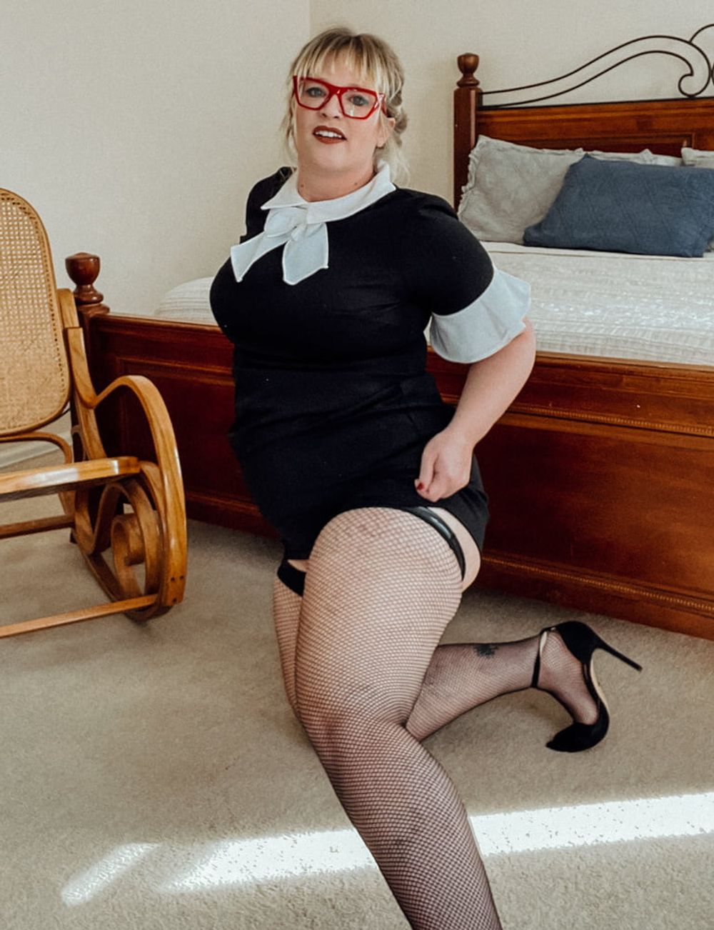 BBW Wednesday Addams Fish Nets and Heels #7