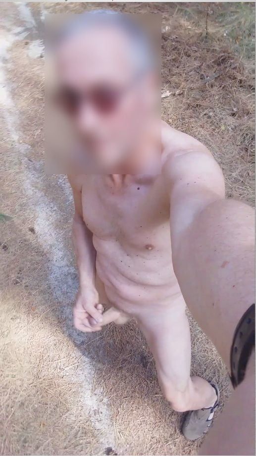exhibitionist naked jerking cumshot in the woods #52