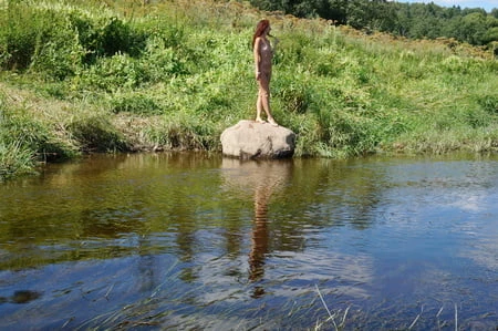 on the stone in volga river         