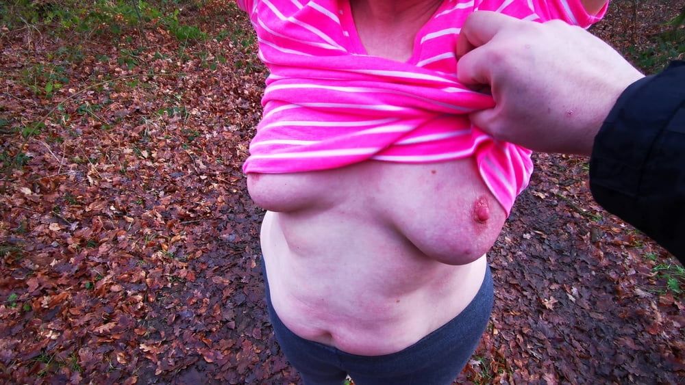 Titslapping in woods #9