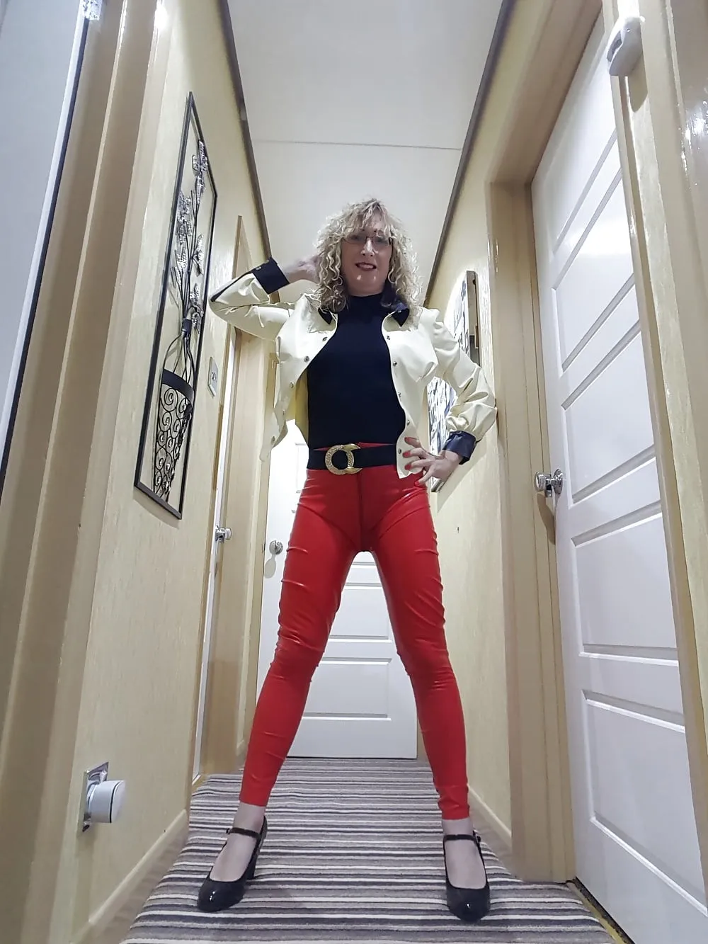 White latex jacket and red latex trousers #2