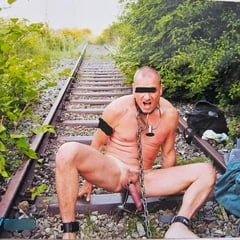 Outdoor Slave on Railway! ( not in use) extrakinky pervert