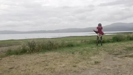 crossdess road trip red dress follow the river         