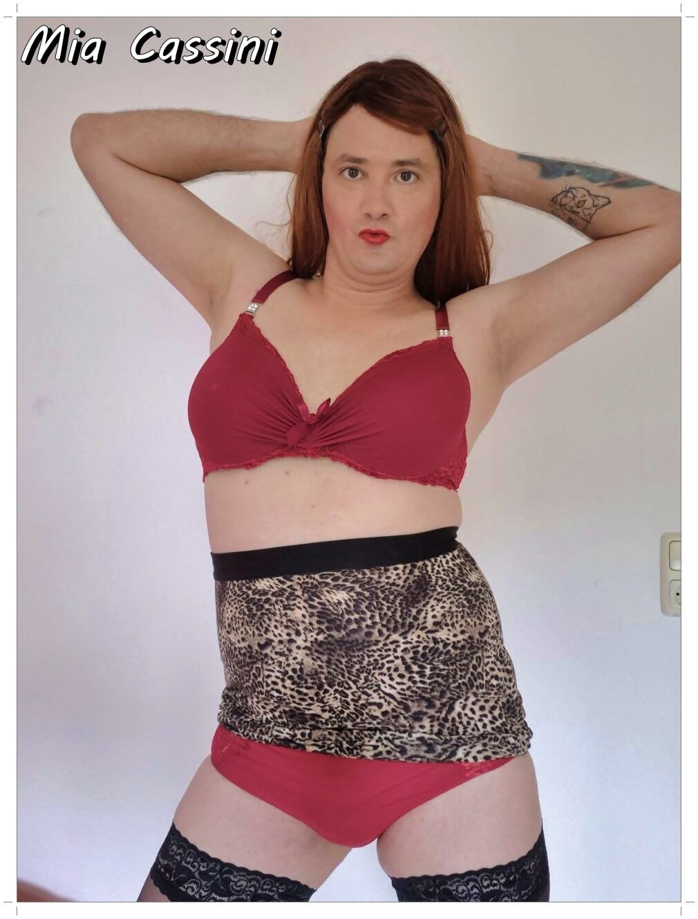 Red Lingerie & leopard Miniskirt #22