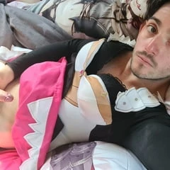 German bi guy in maid cosplay and wearing women's underwear