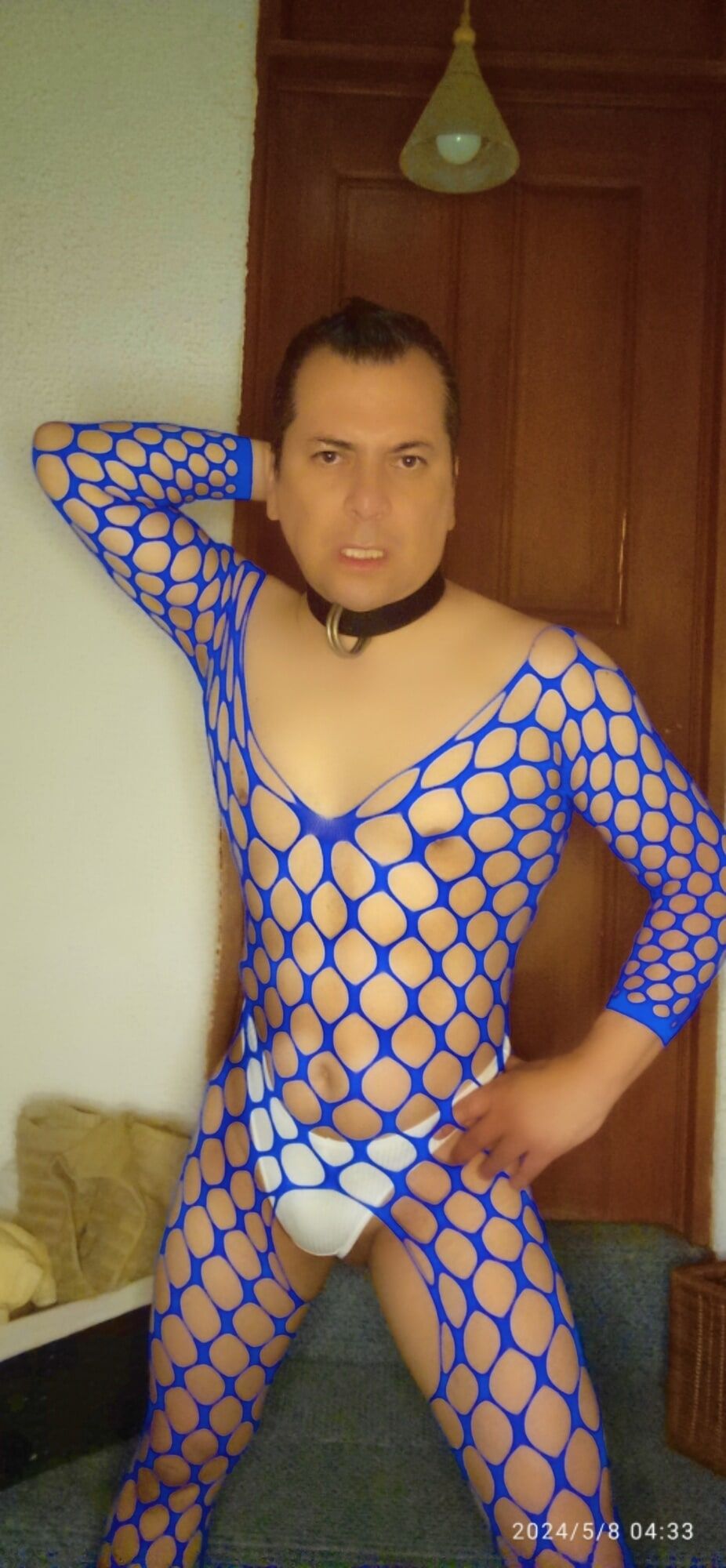My new blue fishnet lingerie  #12