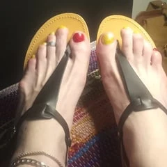 Trying Red and Yellow with my new sandals...