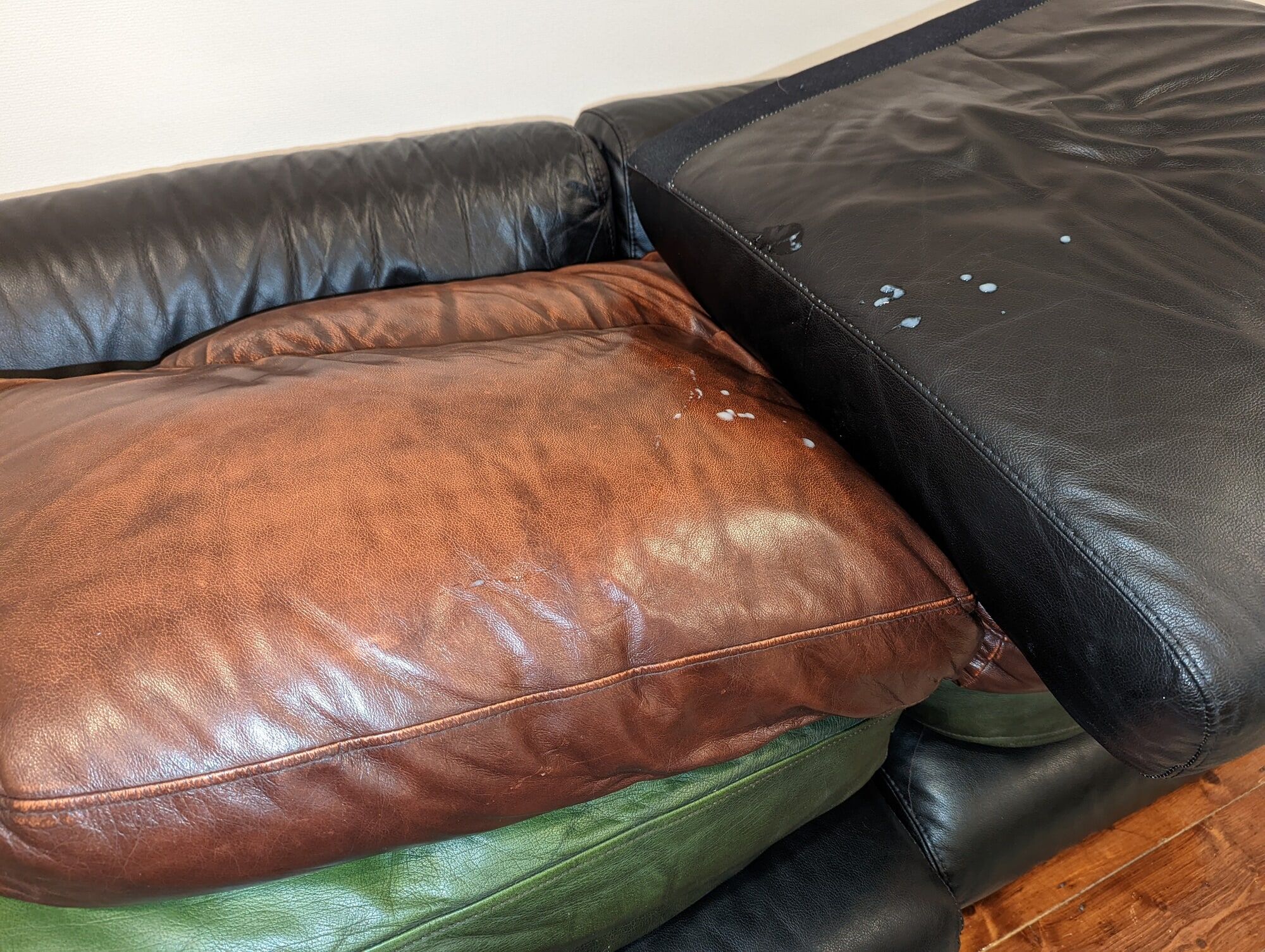 Cum on my leather pillow #3