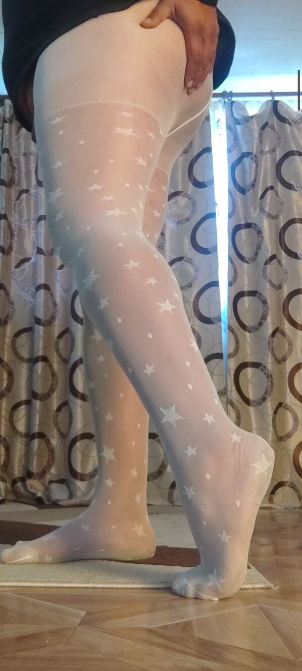 Teen white pantyhose with stars #22