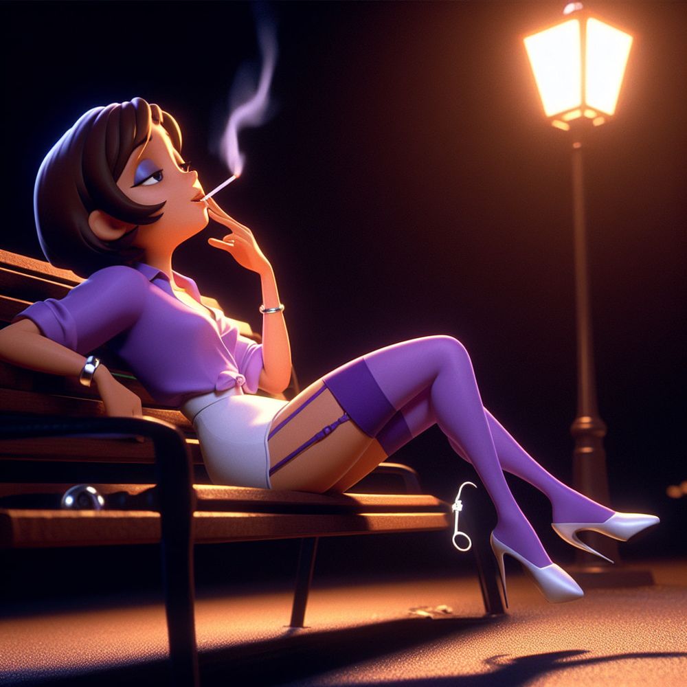 Purple Stockings Smoking. #12