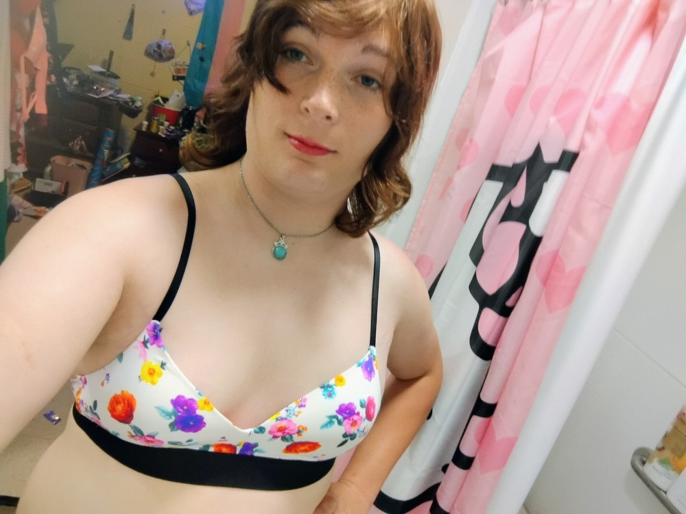  White Floral bra  #10