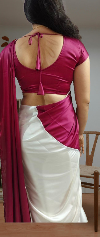 Brown and white saree random pics #2