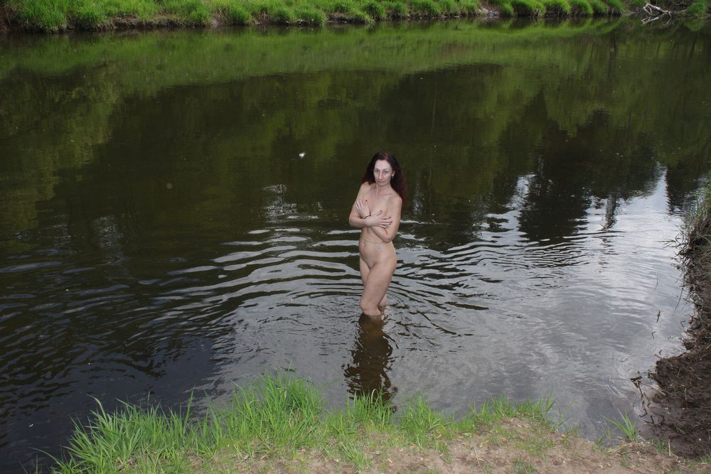 Naked in cold river #2