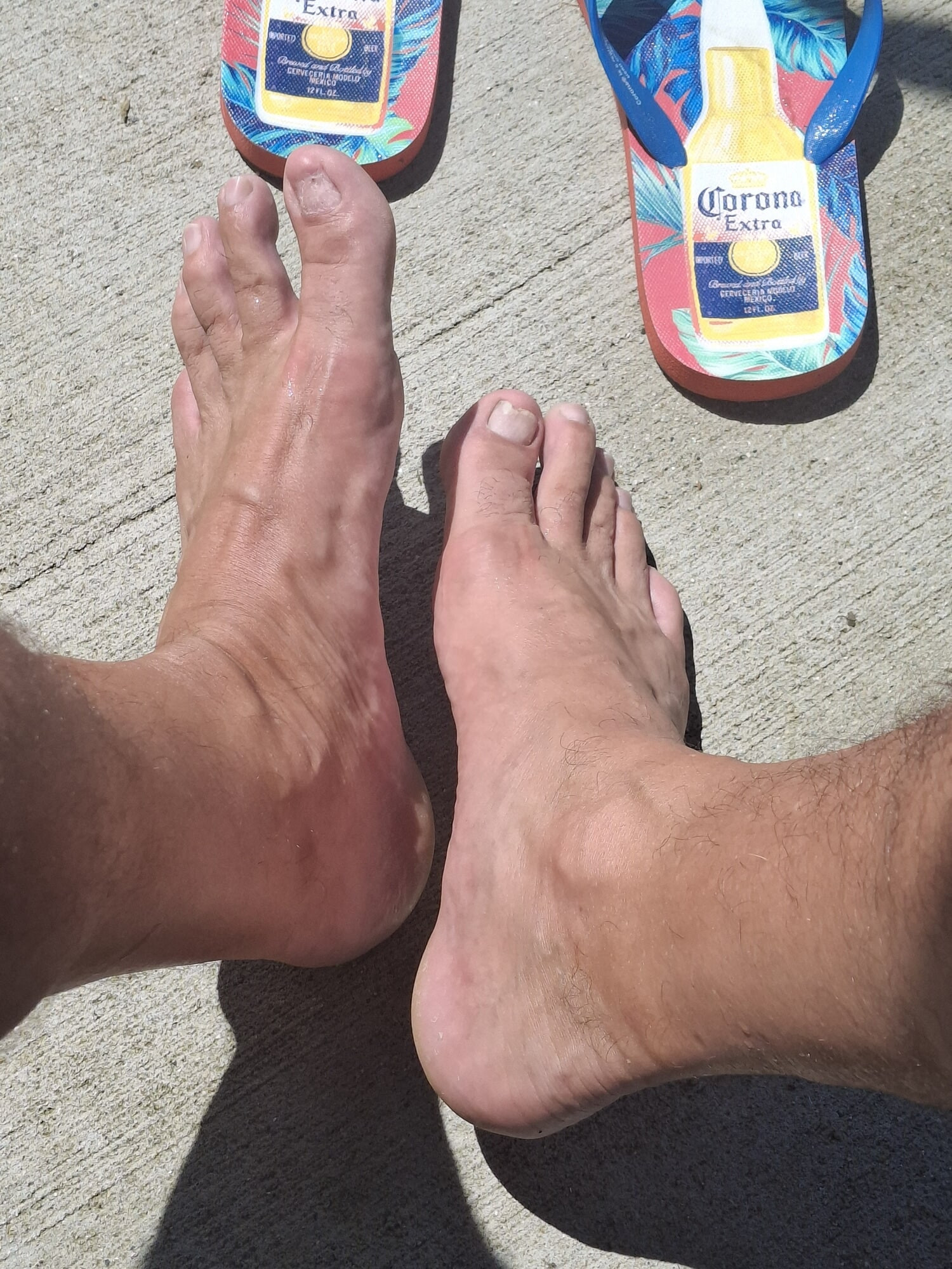 Tanning my bare legs and feet
