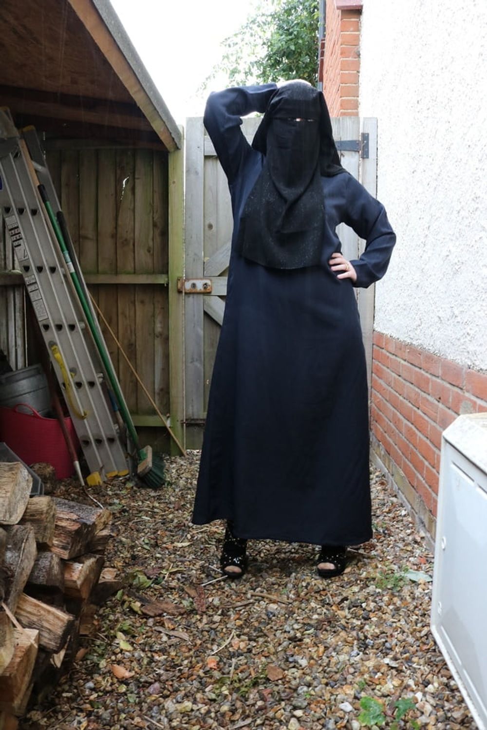 Burqa Outdoors Flashing in the Rain #50