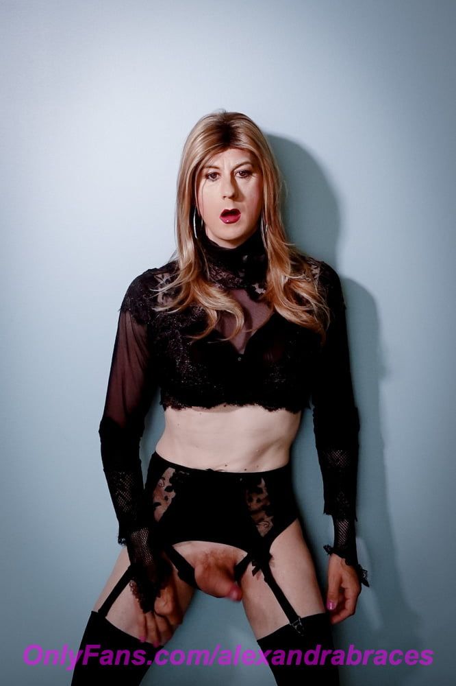 Trans model Alexandra Braces teasing in her lingerie #5