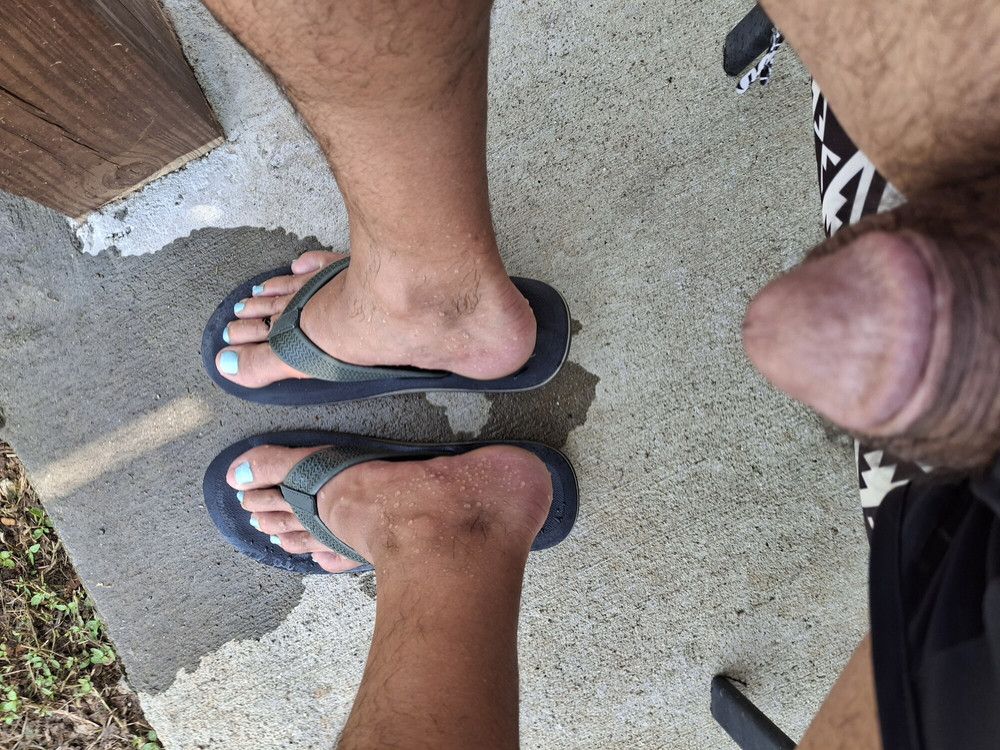 My little dick and cute toes in flip flops #6