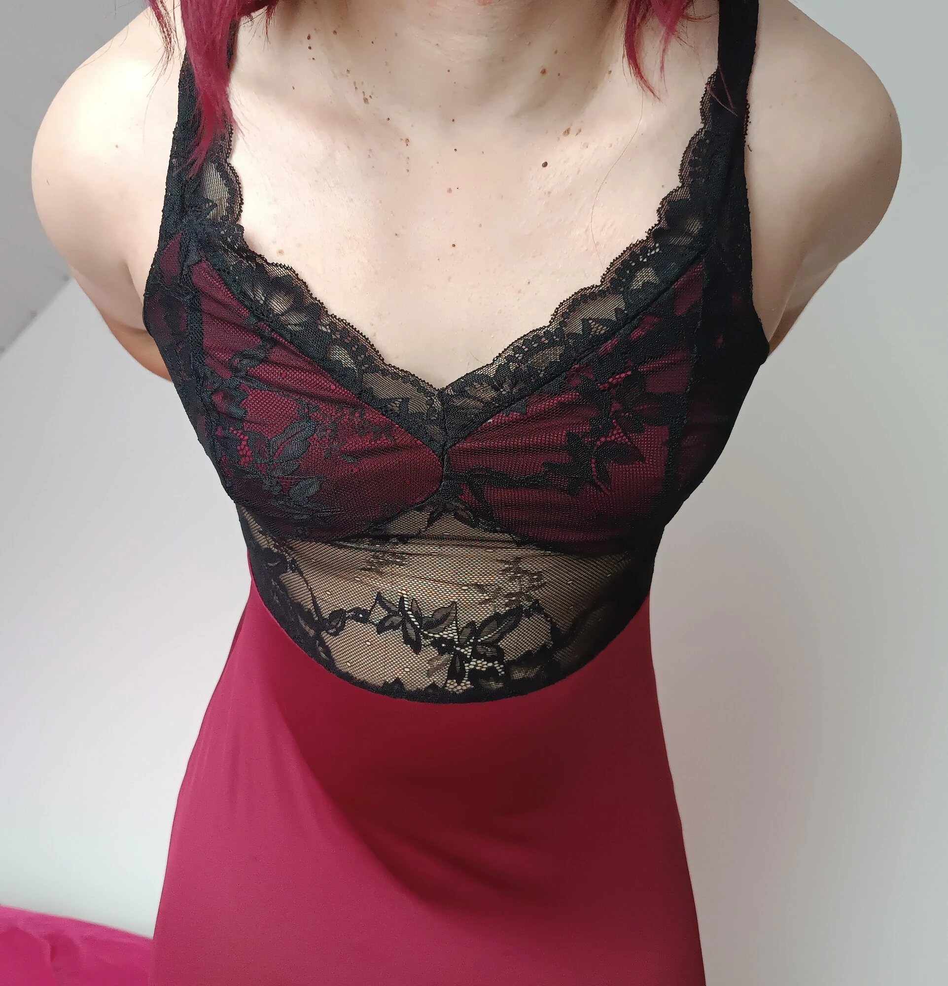 long red lace dress