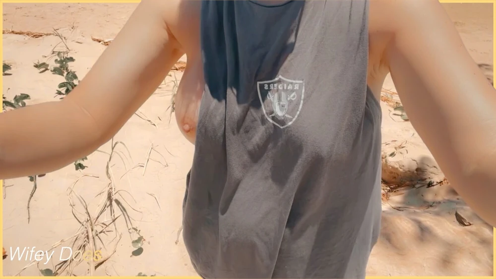 WIFEY dared walking around side boob on public beach #12