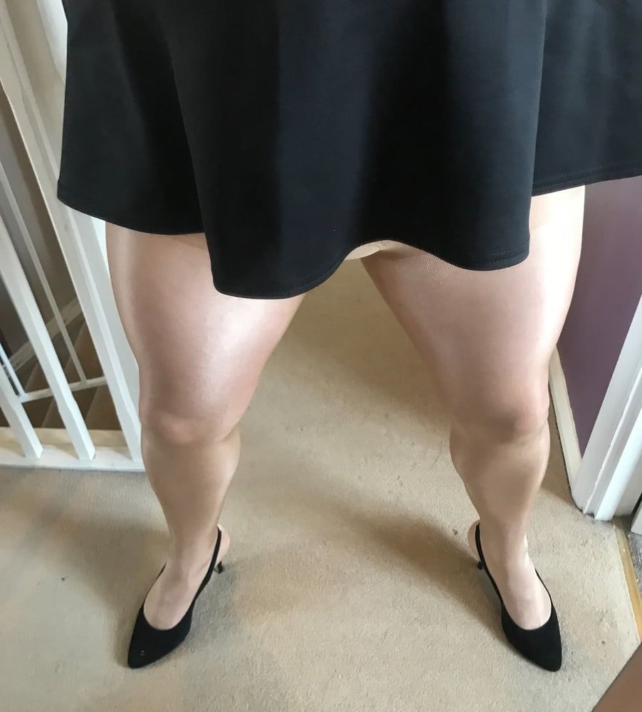 Short skirt & shiny Tan colour Tights #20