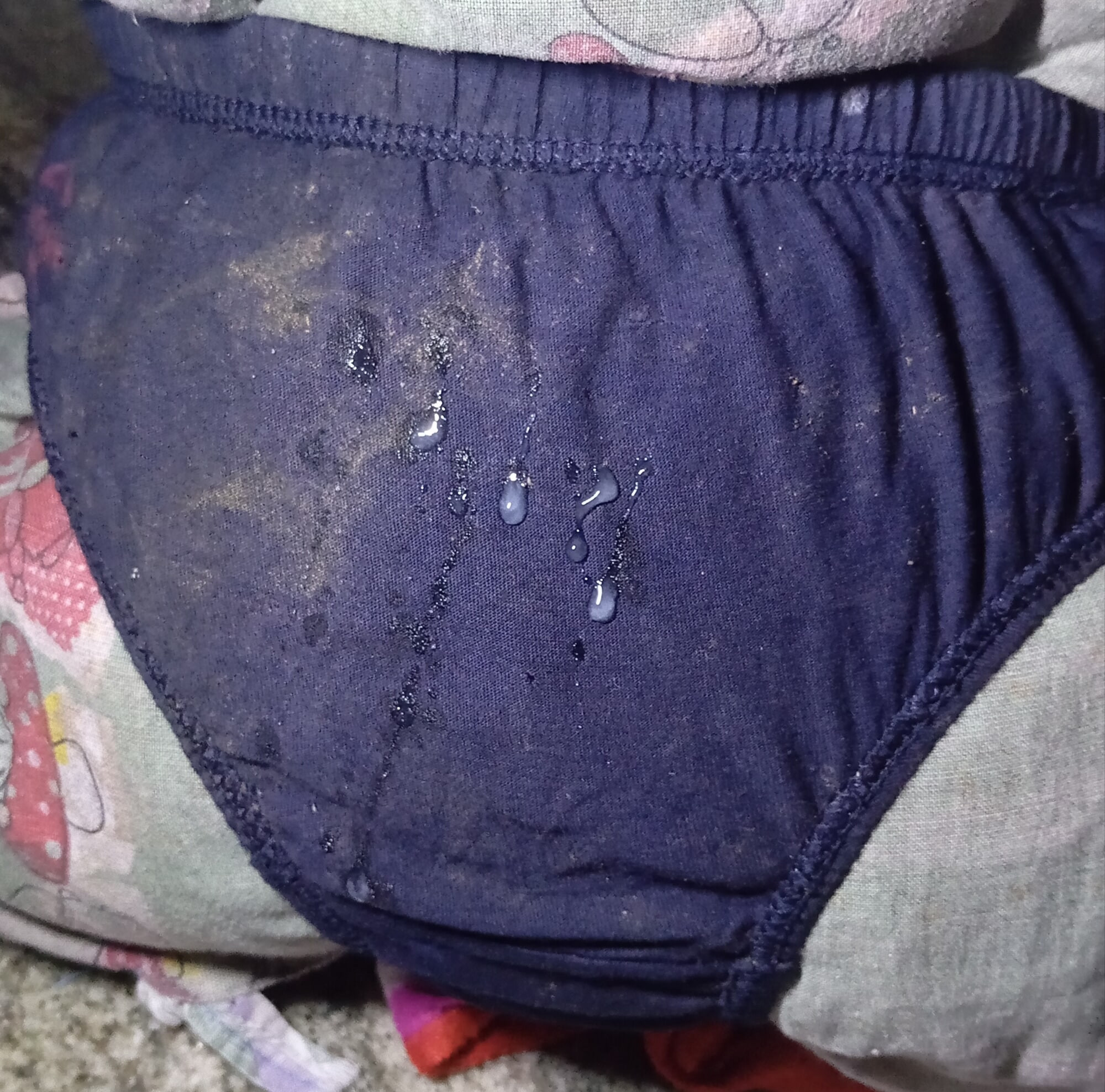 Cumshot on Aunty sexy blue Panty